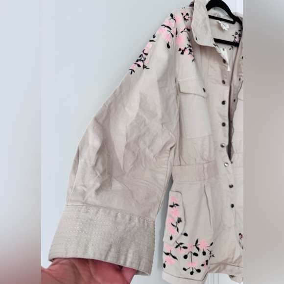 Anthropologie Long Sleeve Embroidered Utility Romper, Size L - Picture 8 of 13